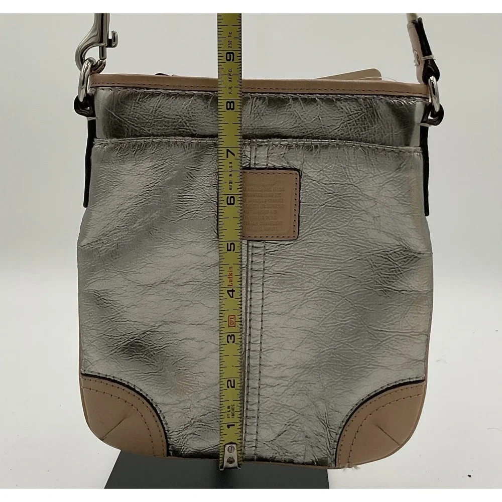 Y2K COACH Silver Leather Swingpack Metallic Silver Crossbody Bag 50168